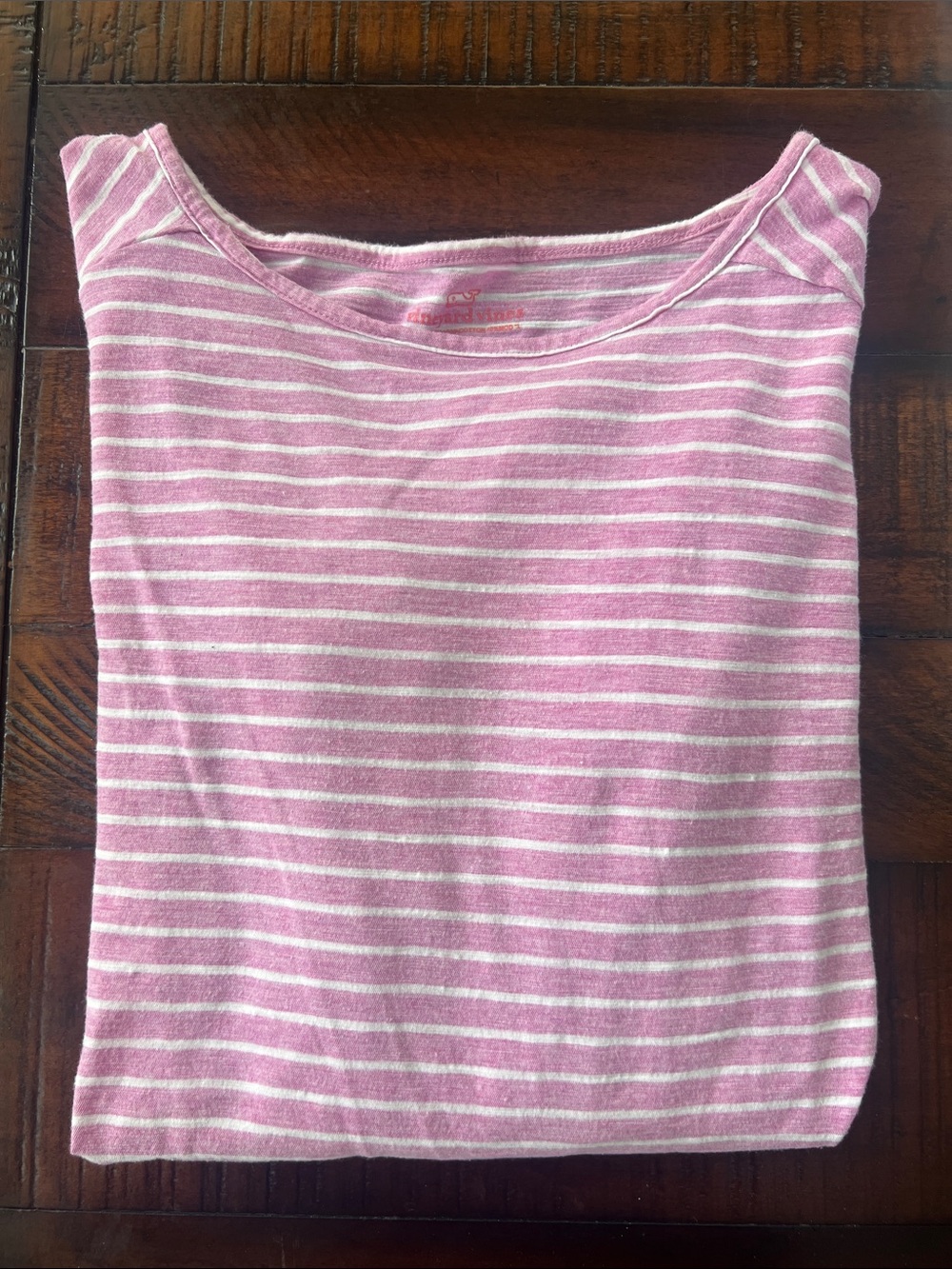 Vineyard Vines Pink & White Striped Boatneck Top 🐳